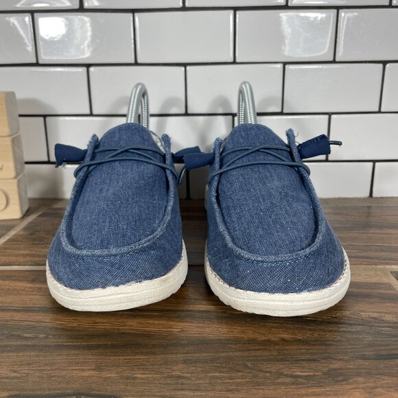 Hey Dude Wendy Womens Size 6 Shoes Sparkling Denim Blue Moc Toe Comfort Slip On - Picture 2 of 13